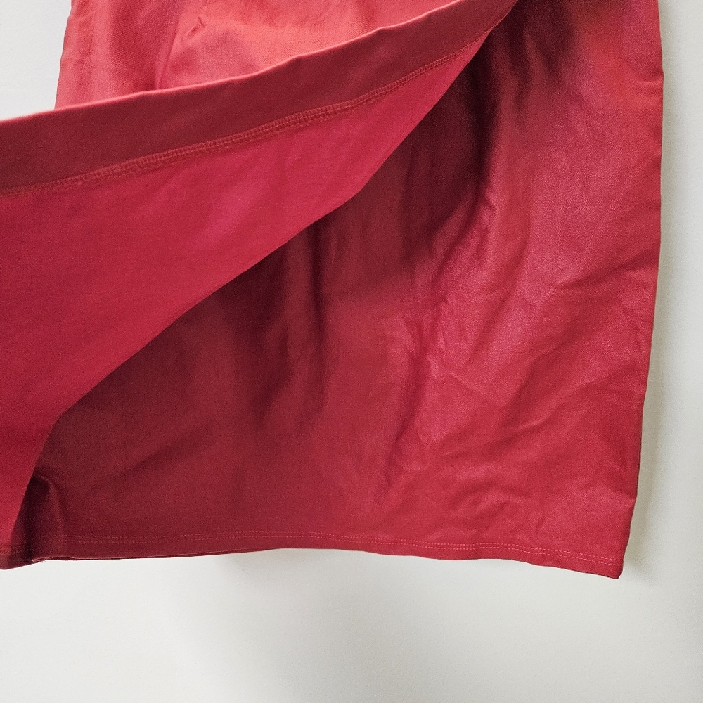 Elegant Red Wrap Skirt Women Size L - Picture 8 of 15